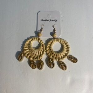 Rattan Straw shell‎ Earrings Women’s Boho Wicker Woven Earrings